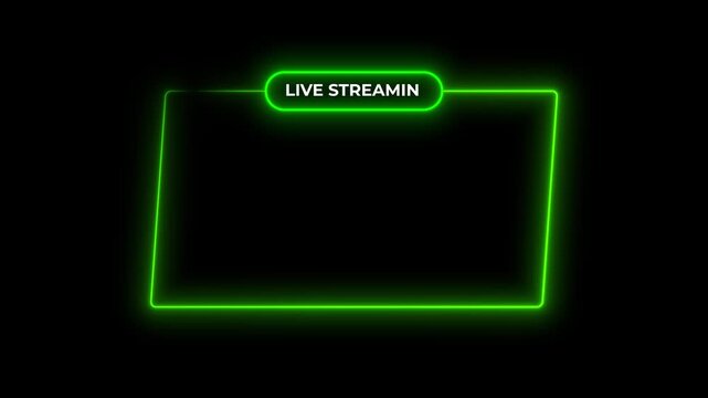 live RCE streaming neon text frame animation box frame neon frame live streaming game live Stream overlay animation for live streaming video, Motion graphics of rec screen concept.