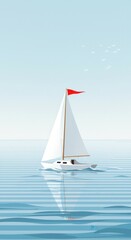 Naklejka premium Sailboat sailing on the water