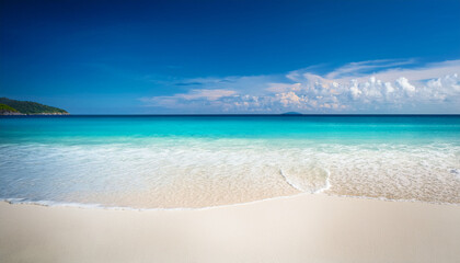 Obraz premium Beautiful Beach In Summer Blue Sea With White Sand Banner Background