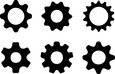 Gear Icon Set, Solid and Outline Vector Design
