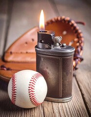 Baseball memorabilia on weathered wood