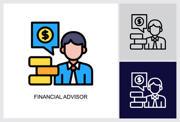 Financial Advisor icon Multi Style Vector Illustration 