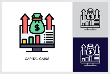 Obraz premium Capital Gains icon Multi Style Vector Illustration 
