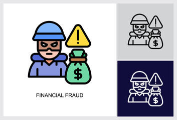 Financial Fraud icon Multi Style Vector Illustration 