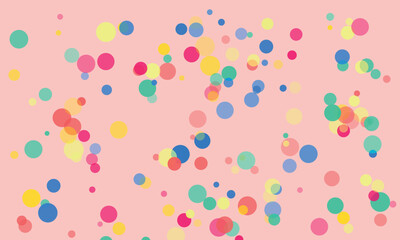 Abstract Colorful Polka Dot Background with Pastel Peach Backdrop Creates a Playful and Festive Design Perfect for Celebrations Parties and Joyful Occasions