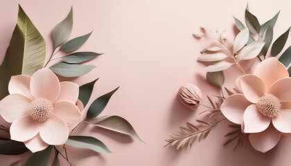 Ethereal Botanical Elegance A Minimalist And Elegant Composition Features Delicate Botanical Elements With Soft Pastel Hues And Textured Details