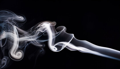 White Smoke Gracefully Swirling In Dark Background Creating Intriguing Shapes And Patterns