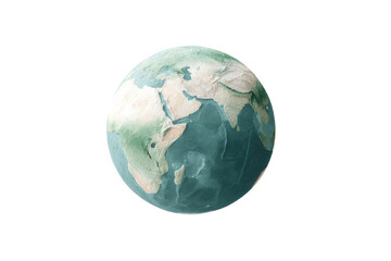 Fototapeta premium Realistic earth globe showing africa and asia with topographic features, cut out