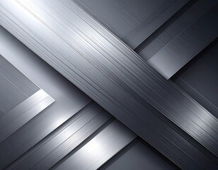 Abstract metallic design with intersecting, brushed-silver and gray layers