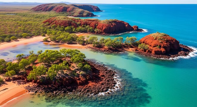 Striking aerial view of Western Australia's Dampier Peninsula coastline