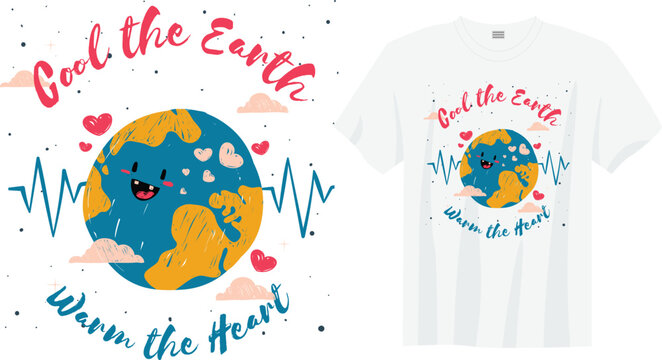 COOL THE EARTH WARM THE EARTH&ndash; Simple and bold eco slogan for climate change awareness. Inspires action to reduce global warming, promote sustainability, and protect our planet for a greener future.