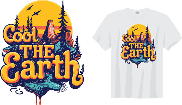 COOL THE EARTH &ndash; Simple and bold eco slogan for climate change awareness. Inspires action to reduce global warming, promote sustainability, and protect our planet for a greener future.