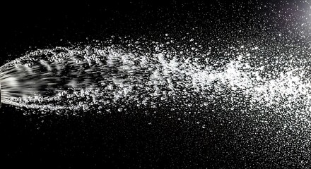 Water Spraying Against a Black Background Creating Abstract Shapes