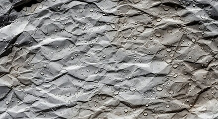 Water droplets on crinkled paper, a textured abstract background effect
