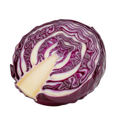 Fototapeta premium Cross section of red cabbage isolated on transparent background