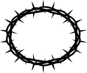 crown of thorns jesus headpiece silhouette vector, biblical sacrifice icon illustration
