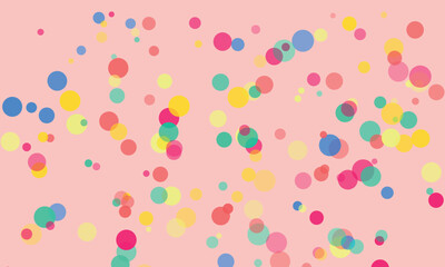 Pastel Pink Background with Colorful Translucent Circles Creating a Festive and Playful Design for Celebrations and Digital Art Projects