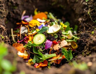 Colorful compost pile in a hole in the ground (1)