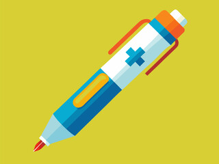 Emergency epipen. Auto injector device for emergency medicine icon. Cartoon vector illustration