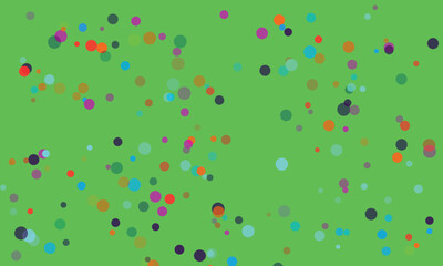 Abstract background featuring colorful circles scattered on a vibrant green canvas creating a whimsical and modern design suitable for various creative projects and presentations
