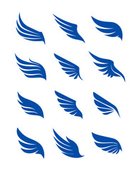 abstract wings vector icons in set