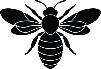 honeybee silhouette vector, pollinator insect illustration
