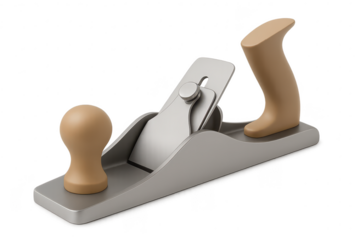 Detailed grey and brown hand plane isolated on transparent background