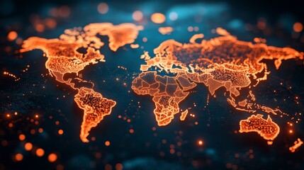 A Vibrant Global Network Map Illustrating Interconnected Financial Connections Across Continents