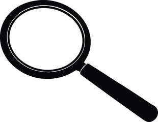 magnifying glass research viewer silhouette vector, zoom glass icon illustration
