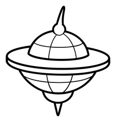 Vector art of a spinning top toy, resembling a ufo or a futuristic spinning object
