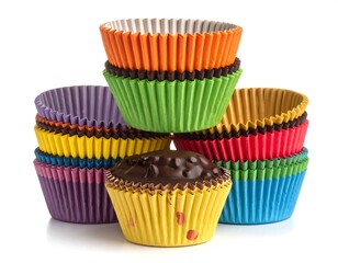 Colorful cupcake liners stacked high