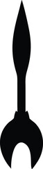 Monochromatic Abstract Silhouette of an Axe with an Extended Handle and Bulbous Head Featuring Smooth Curvilinear Lines