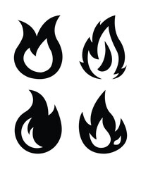 fire flames vector icon set design