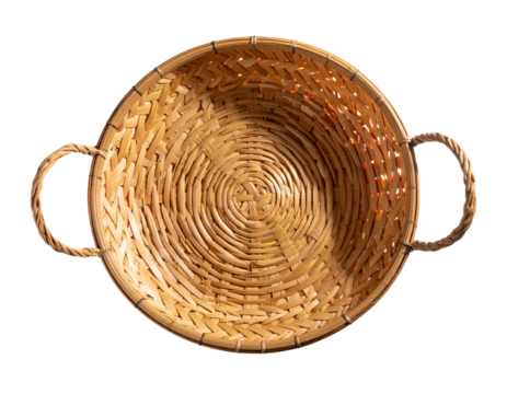 wicker basket isolated on white background