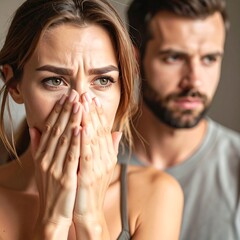 Close-up of a distressed couple