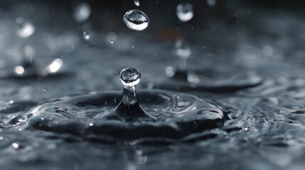 Water droplet impact closeup