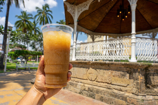 Tejuino, tesg&uuml;ino Mexican drink, is a fermented corn beverage native to Mexico that is consumed in regions of Jalisco, Colima, Nayarit and Oaxaca.  Guadalajara, Jalisco, Mexico, August 24, 2024.