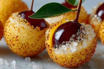 Longan fruit peeled open macro small round tropical fruit layout clear texture white background