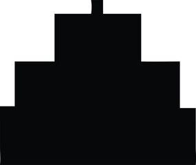 Obraz premium Stylized Black Silhouette of an Abstract Tiered Structure Graphic Symbolizing Growth Hierarchy and Foundation in a Minimalist Design Aesthetic