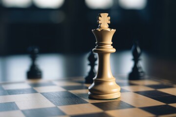 Chess King: The majestic chess king stands tall amidst the intricate game of strategy, embodying leadership and critical decision-making, a symbol of power in a complex battleground.