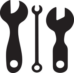 Trio of Wrenches Simple Black and White Illustration Depicting Basic Mechanical Tools for Repair and Maintenance Tasks