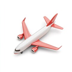 Minimal 3D rendering of aircraft icon, isolated on white background, suitable for logos, web design or educational materials about flying and transport