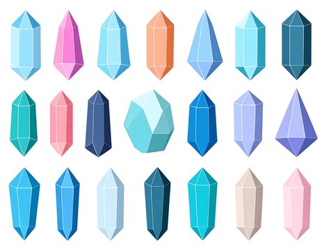 Colorful crystal collection. Geometric shapes