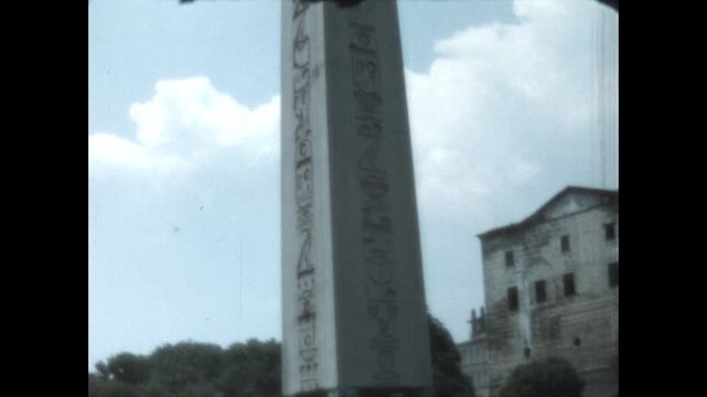 Obelisk of Theodosius 1964 - People view the Obelisk of Theodosius, the Ancient Egyptian obelisk of Pharaoh Thutmose III, moved to Constantinople in 390 AD, in Istanbul, Turkey, 1964.