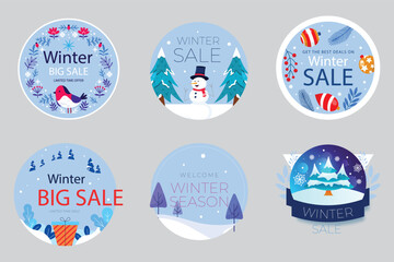 Exclusive winter sale collection with festive seasonal designs for your advertising campaign, perfect for holiday promotions and end of year savings events