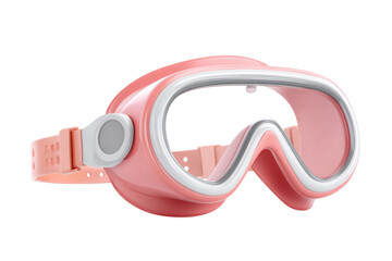 Pink snorkeling mask with clear lens and adjustable strap, cut out