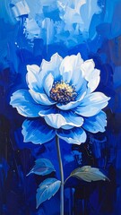Abstract Blue-White Flower Painting