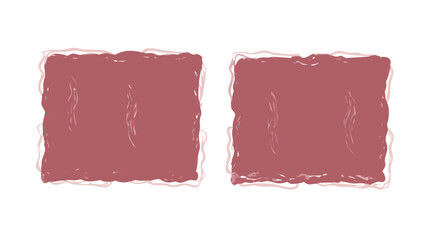 Two maroon rectangles with wavy white borders displayed on a plain white background in a simple design