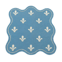 Embroidered Linen Napkin with Delicate Decorative Pattern on White Background