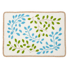 Minimalist linen napkin with subtle embroidery, photographed from above on a clean background. This soft, elegant textile piece is perfect for product mockups, table styling, or interior design 